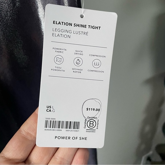 Athleta Elation Shine Tight Compression Legging Pant Silver Ombre Size Large NWT - Picture 3 of 7